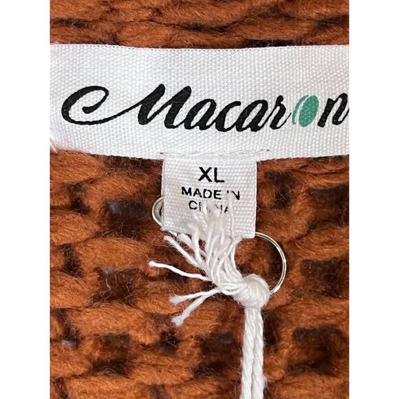 Macaron Sweater Women XL Brown Cable Knit Neutral Lagenlook Chunky Preppy Boho - Picture 2 of 11